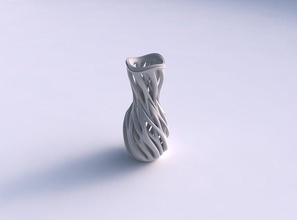 vaso curva de ampulheta fino chanfrado entrelaçamento linhas torcida ondulado a casa curvo slim decoração 3d print model - Mito3D