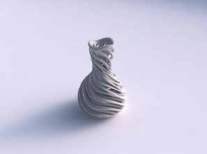 vase curved hourglass slim beveled intertwining lines very twisted tapered 2 wavy house decor 3d print model - Mito3D