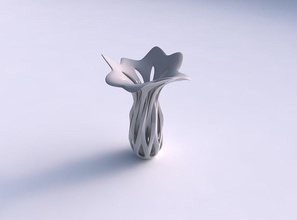 vase curved intersection through cuts streched wavy top house decor 3d print model - Mito3D