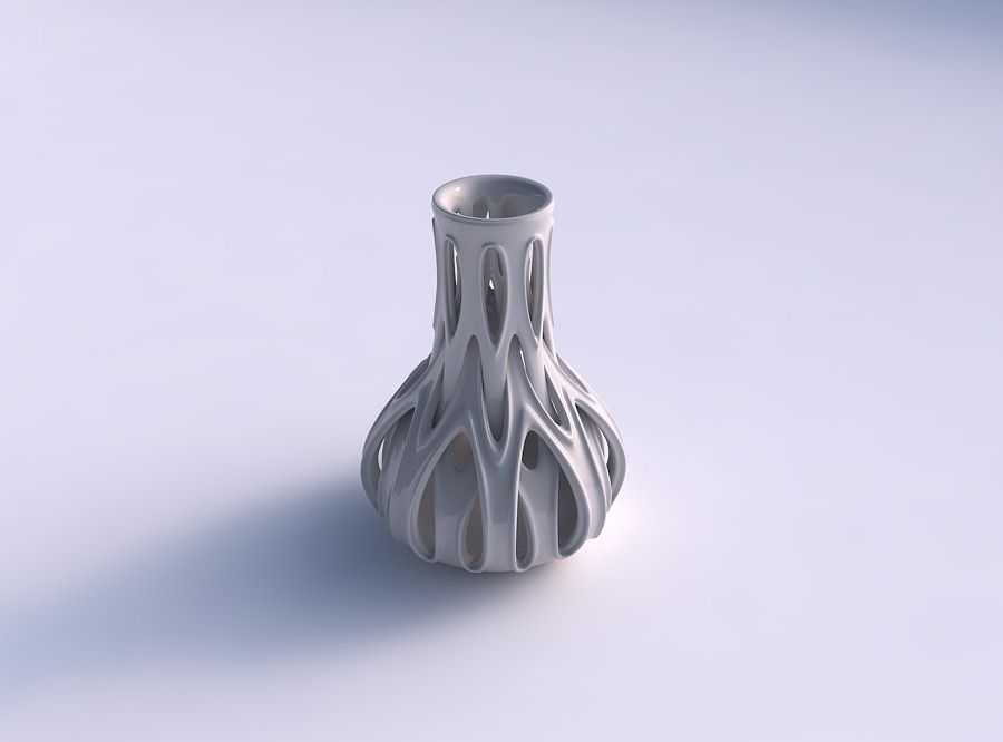 vaso curvado entrelaçando linhas extrudado arestas cônico 2 casa decoração 3D print model - Mito3D