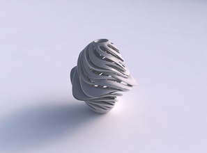 vaso curvado cogumelo entrelaçando linhas torcido cônico 2 ondulado casa decoração 3d print model - Mito3D