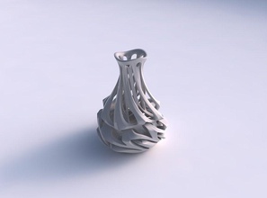 vazo dar orta karışımı çizgiler 2 dalgalı konik bükülmüş kavisli ev iç içe geçmiş dekor 3d print model - Mito3D
