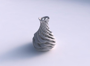 vazo dar orta karışımı çizgiler çok 2 dalgalı konik bükülmüş kavisli ev iç içe geçmiş dekor 3d print model - Mito3D