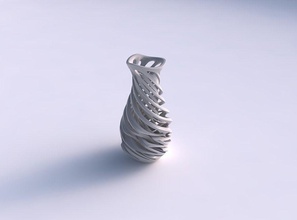 vase gebogene schmale Mitte Ineinander verschlungene Linien sehr wellig verdreht Haus gebogen eng Verflechtung twisted Dekor 3d print model - Mito3D