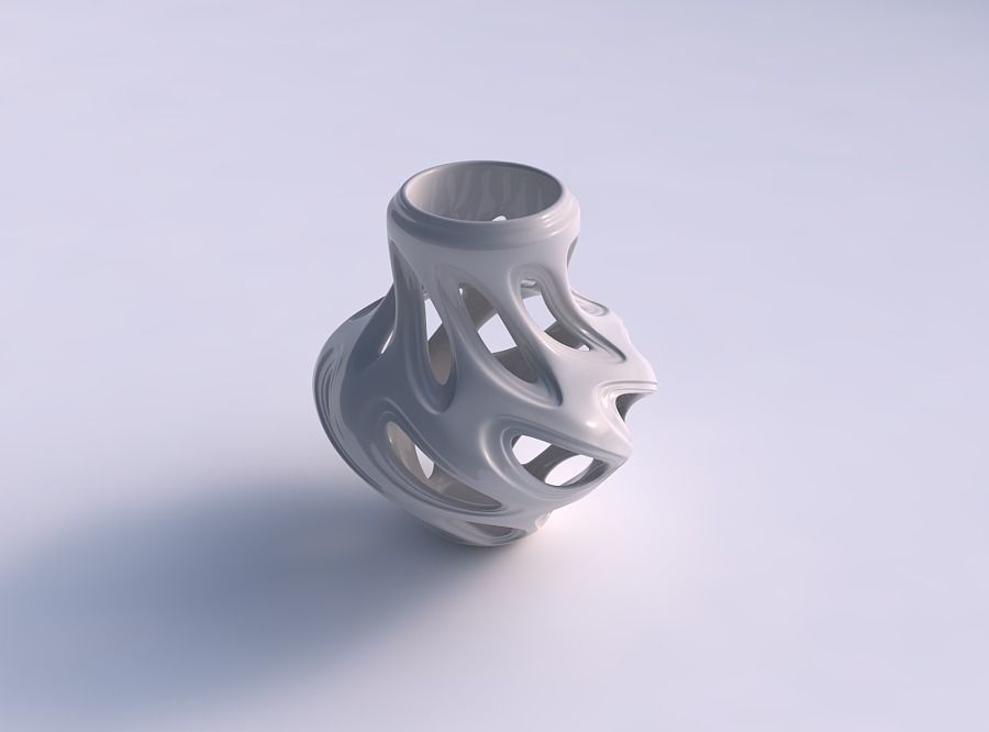 vase mit gekrümmten glatten abgeschrägten Schnitte verdreht, gequetscht Haus gebogen glatt abgeschrägt twisted gepresste Dekor 3D print model - Mito3D