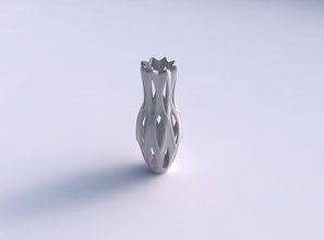 vase courbe lisse coupes en forme de fleur haut son long cou maison courbée les coupures la décor 3d print model - Mito3D