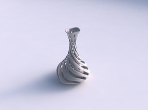 vaso curva fino pescoço torcido duas camadas de linhas torcida cônico 2 ondulado a casa curvo fina em decoração 3d print model - Mito3D