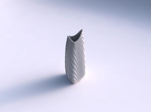 vase gebogen kippen Dreieck 2 wellenförmigen, extrudierten Linien Trinkgeld zu geben wellig extrudiert Gericht Dekor architektonische Dekoration Haus 3d print model - Mito3D