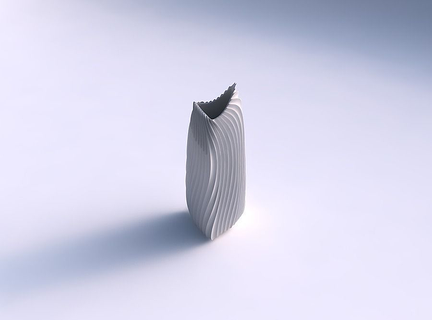 Vase gebogen Kippen Dreieck 2 wellig extrudiert Linien 4 Gericht Dekor architektonisch Dekoration Haus 3d print model - Mito3D