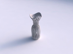 vase gebogen verdrehte scharf muskel struktur verflechtung hals gedehnt wellig haus dekor 3d print model - Mito3D