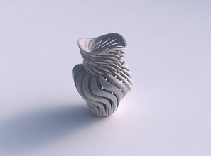 vaso curvo contorto acuto muscolo struttura intreccio in collo ondulato casa arredamento 3d print model - Mito3D