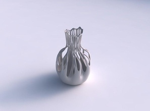 vase mit gekrümmten zwei geschichteten Zweige gestreckt oben Haus gebogen layered Niederlassungen top Dekor 3d print model - Mito3D