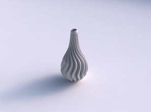 vase curved wavy small extruded lines long neck house decor 3d print model - Mito3D