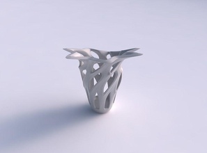 vaso curva ampla lisa cortes em forma de flor topo excêntrico a casa curvo suave decoração 3d print model - Mito3D