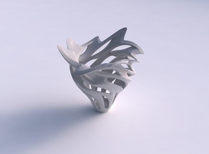vaso curva ampla lisa cortes em forma de flor topo ondulado superior a casa curvo suave decoração 3d print model - Mito3D