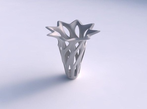 vaso curva ampla lisa cortes em forma de flor topo alargado superior a casa curvo suave alargaram-se decoração 3d print model - Mito3D