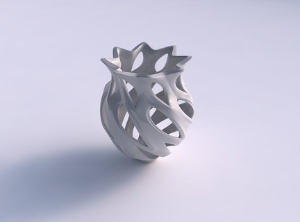 vase gebogen breit glatt schneidet blume geformt mitte haus dekor 3d print model - Mito3D