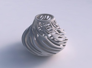 vase gebogene Breite glatte Schnitte verdreht, gequetscht Haus gebogen breit glatt twisted gepresste Dekor 3d print model - Mito3D