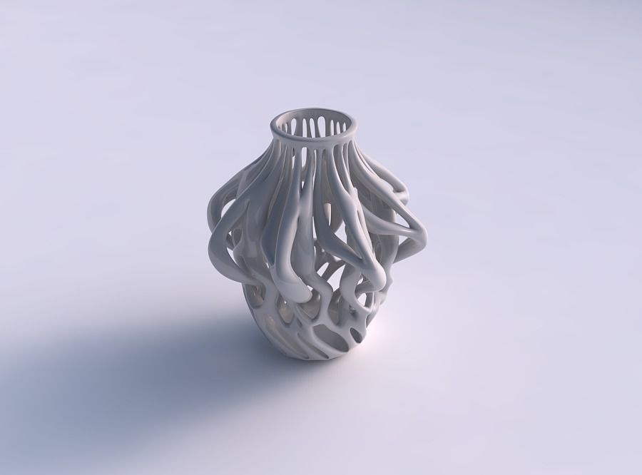vase cylindrical extruded neck twisted branches squeezed house decor 3D print model - Mito3D