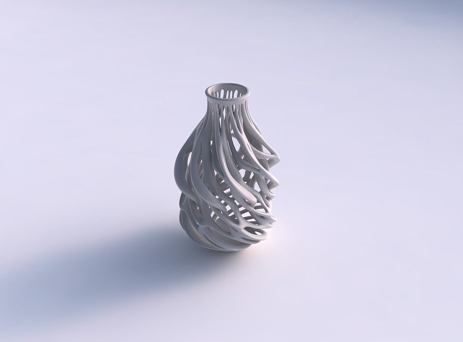 vase cylindrical extruded neck twisted branches wide middle house decor 3D print model - Mito3D