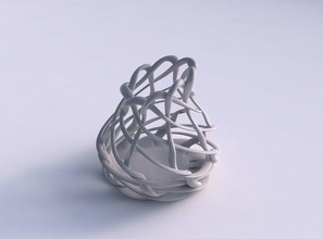 vase cylindrical interlacing lattice streched top corner house decor 3d print model - Mito3D