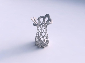 vase zylindrisch interlacing Gitter gestreckt wellig top Haus Dekor 3d print model - Mito3D