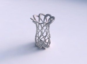 vaso cilindrico di interlacciamento reticolo ampliato il top casa l'interlacciamento arredamento 3d print model - Mito3D