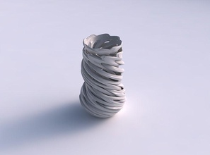 vase cylindrical tapered beveled intertwining lines twisted house decor 3d print model - Mito3D