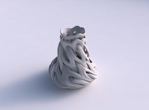 vase cylindrical tapered beveled intertwining lines twisted 2 wavy house decor 3d print model - Mito3D
