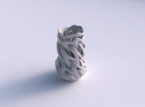 vase cylindrical tapered beveled intertwining lines twisted wavy house decor 3d print model - Mito3D