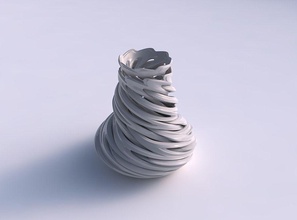 vase cylindrical tapered beveled intertwining lines very twisted 2 house decor 3d print model - Mito3D