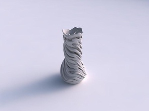 vase cylindrical tapered beveled intertwining lines very twisted wavy house decor 3d print model - Mito3D