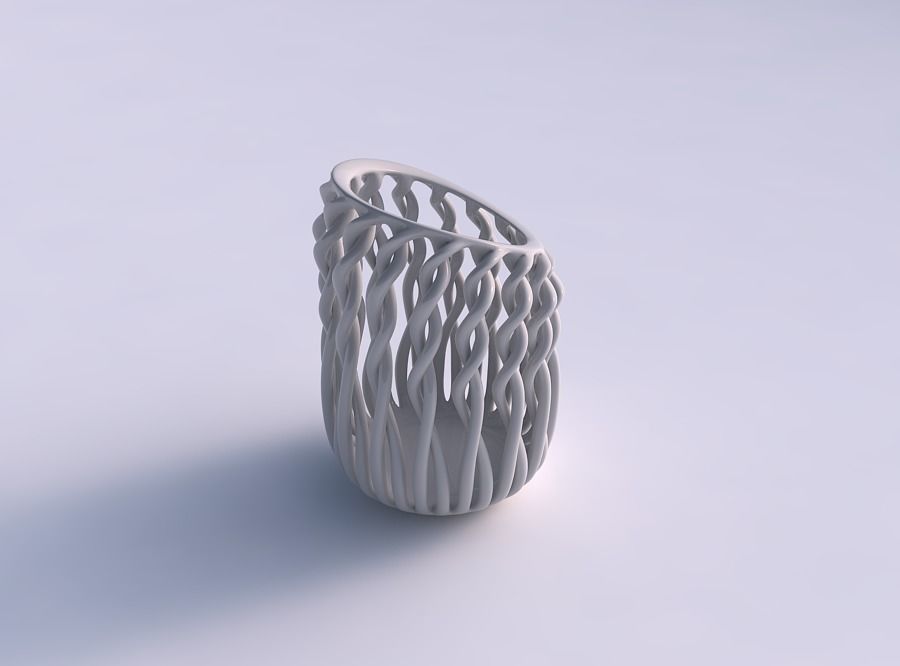 vase zylindrisch verdrehte muskel struktur gedrückt gedehnt ecke haus dekor 3D print model - Mito3D