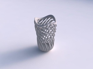 vase zylindrisch verdrehte muskel struktur wellig haus dekor 3d print model - Mito3D