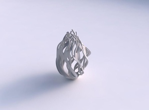 vase verformt 2 hoch gedrehten Zweigen breiten Mitte Haus wird twisted Niederlassungen breit Dekor 3d print model - Mito3D