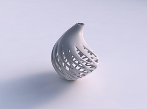 vase déformé longue cou lisse biseauté coupes tordu pressé maison décor 3d print model - Mito3D