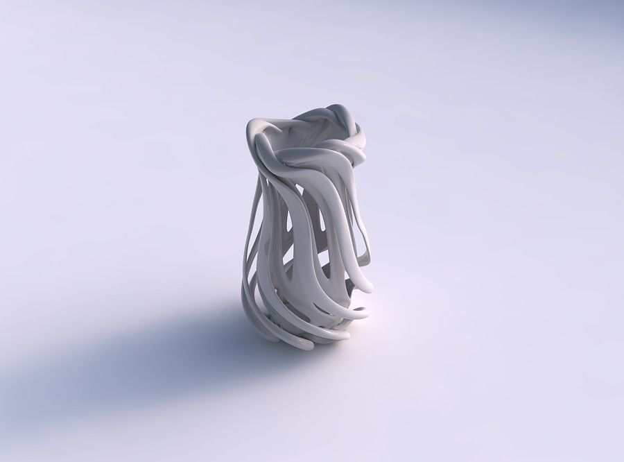 vase doppelt verdrehte klein zusammengebrochen gedehnt wellig haus dekor 3D print model - Mito3D
