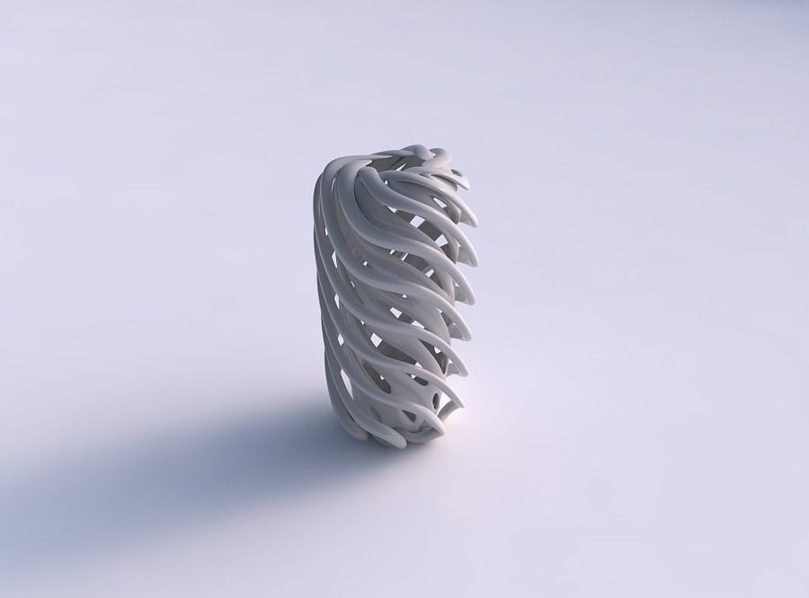 vaso duplo trançado cone recolhido topo ondulado superior a casa casal torcida entrou em colapso decoração 3D print model - Mito3D
