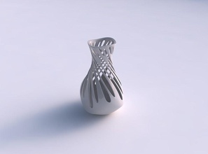vase en forme de goutte lisse coupes ondulées haut maison chute les coupures ondulé décor 3d print model - Mito3D
