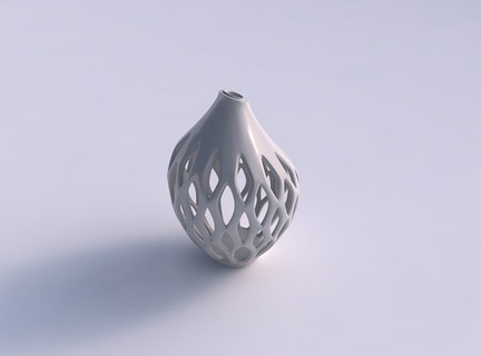 vase drop shaped tapered smooth cuts extruded squeezed streched corner house decor 3d print model - Mito3D