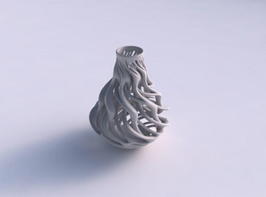 vase mit ausgestelltem 2 verdrehten ästen verdreht, gequetscht Haus abgefackelt twisted Niederlassungen gepresste Dekor 3d print model - Mito3D
