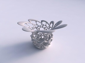 vase mit ausgestelltem intelacing weiche Kanten Gitter exzentrisch Haus abgefackelt weich umrandet Exzenter Dekor 3d print model - Mito3D