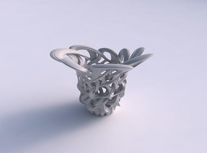 vase flared interlacing lattice imprinted lines eccentric house decor 3d print model - Mito3D