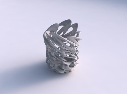 vaso svasato intreccio reticolo impresso Linee contorto allungato Casa arredamento 3d print model - Mito3D