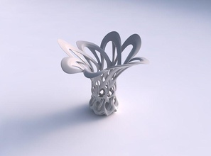vase mit ausgestelltem interlacing Gitter gestreckt wellig top Haus abgefackelt Dekor 3d print model - Mito3D
