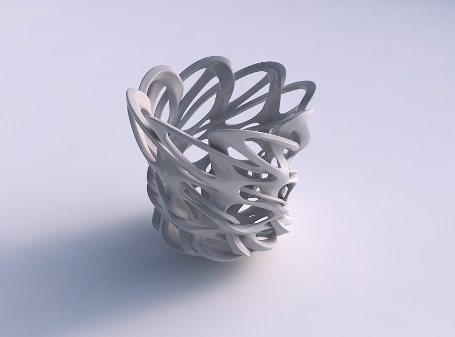 vase mit ausgestelltem interlacing-Gitter Breite Mitte Haus abgefackelt interlacing Gitter breit Dekor 3D print model - Mito3D