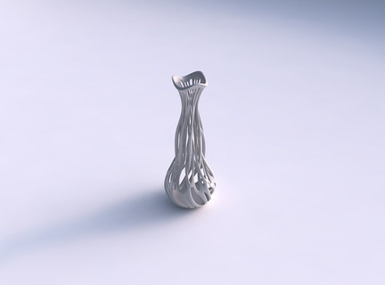 Vase flammte Hals verdrehte Geäst gedehnt wellig Haus Dekor 3d print model - Mito3D