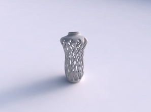 vase mit ausgestelltem slim glatte abgeschrägte Schnitte extrudierte top exzentrisch Haus abgefackelt glatt abgeschrägt extrudiert Exzenter Dekor 3d print model - Mito3D