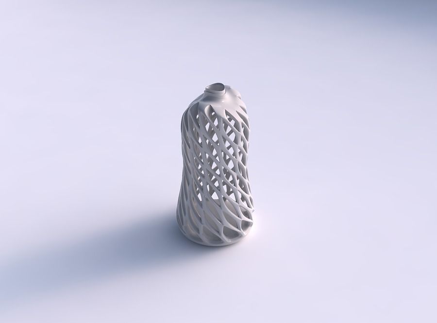 vase mit ausgestelltem slim glatte abgeschrägte Schnitte extrudierte oben verdreht, gestreckt Haus abgefackelt glatt abgeschrägt extrudiert top twisted Dekor 3D print model - Mito3D