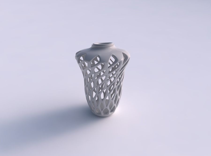 vase évasé en douceur biseauté coupes excentriques maison évasée lisse les coupures excentrique décor 3D print model - Mito3D